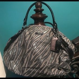 Coach Zebra Striped Black & Silver Satchel